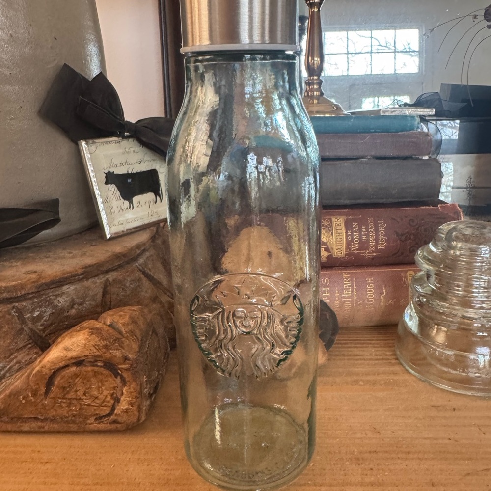 Starbucks Clear Glass Bottle with Silver Cap